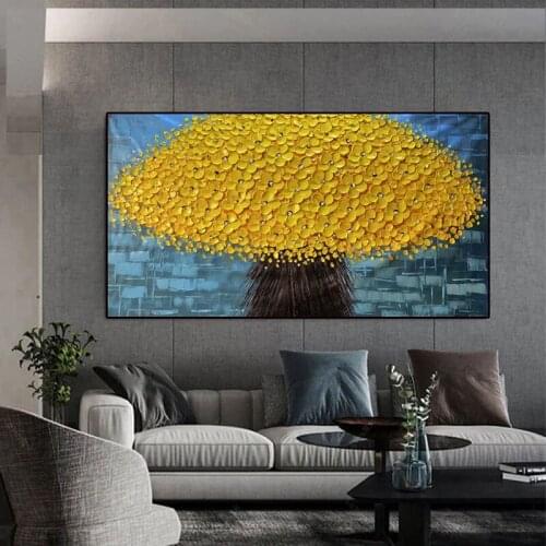 Modern Hand Painted Abstract Large Tree Flower 3d Oil Painting On Canvas Home Decor Wall Art Picture For Living Room