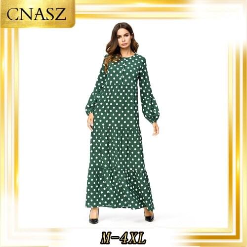 Abaya Turkey Large Size Womens Autumn Outfit New Style European And American Muslim Dress Isamic Clothing Wave Dress