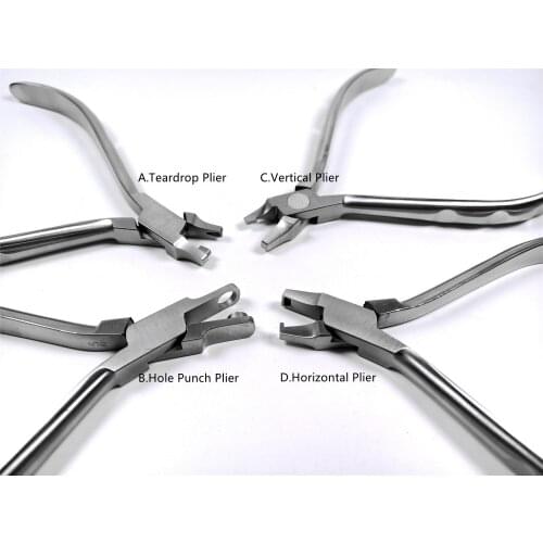 1set/4pcs Dental Invisible Braces Aligner Plier Level Vertical Teardrop Punch Hole Notch Thermal Forming Forceps