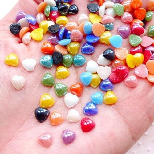 1000pcs Small Puffy Heart Ceramic Cabochon 6mm Colorful Mix Flatback Kawaii Little Heart Decoration Decoden Card Decoration
