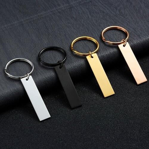 4 Colors Custom Engraved Keychain Stainless Steel Lettering Logo Keychain for Couples Family Friends Personalized Key Ring Gifts