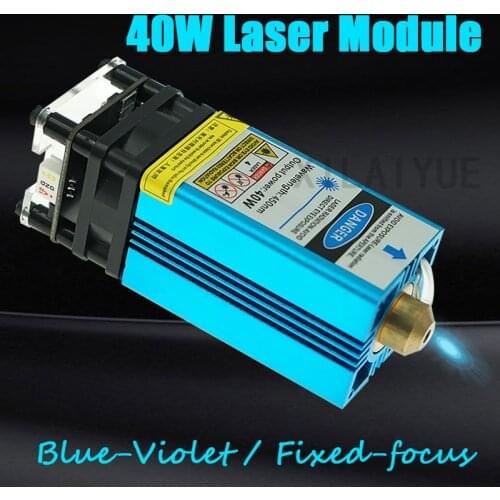 40W 450nm Fixed-focus Blue-Violet Laser Module for Engraving Stainless Steel & Cutting 3mm Wood DIY Carving Engraver Tools
