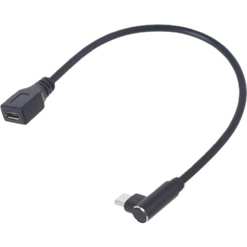 448F 90 Degree Micro USB Male to Female Extension Cable Cord Compatible with Cellphone Mobile Phone Tablet and more