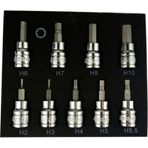 9Pcs 3/8\"DR Screwdriver Sleeve Chrome Vanadium Steel Bits Socket Drilling Tool