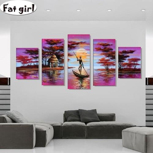 Diamond painting Multi-Picture Beautiful african beauty Embroidery full square round mosaic Decorative painting living room