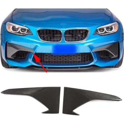 Carbon Fiber Car Front Bumper Upper Splitters Lip Fog Lamp Cover Trim Canards Fins Winglets For BMW F87 M2 2016 2017 2018