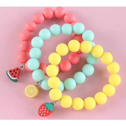 Children Jewelry Soft Clay Beaded Pendant Bracelets for Girls Frosted Beads Children Charm Cute Design Christmas Gift