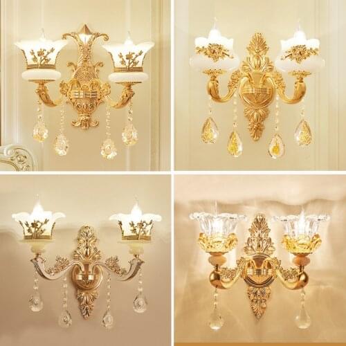 European Luxury Crystal Wall Lamp Used For Living Room Background Wall Lamp Bedroom Bedside Aisle Corridor Hotel E14 Wall Light
