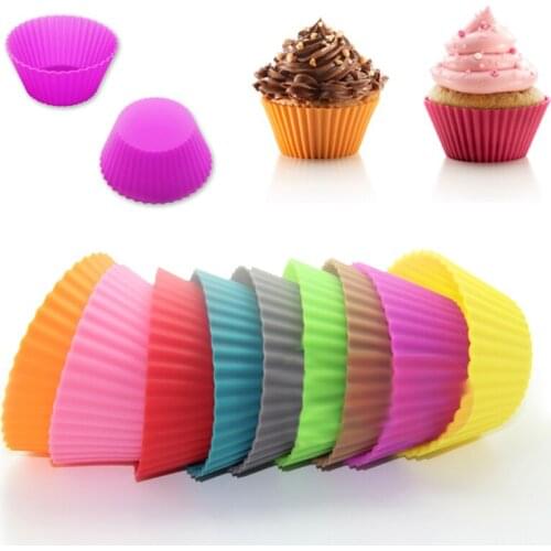 Muffin Cup Mold Silica Gel Cupcake Mini Cake Mould Round Shaped chocolate Jelly Silicone Mold Baking Accessories 12 pcs / lot