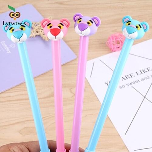 1Pcs Lytwtws Korean Stationery Kawaii Cute Pink Panther Tiger Creative School Office Supplies Gel Pen sweet pretty lovely anime