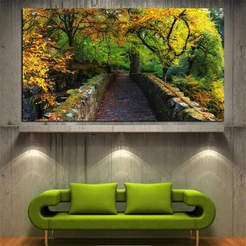 Print 3D Natural Autumn Scenery Landscape Modern Oil Painting on Canvas Art Wall Picture for Living Room Cuadros Decoration