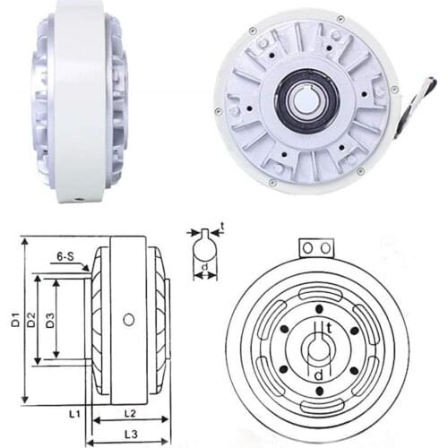 Pure copper coil Magnetic powder brake hollow shaft FZ50k-1 hole center Clutch air shaft tension control without base