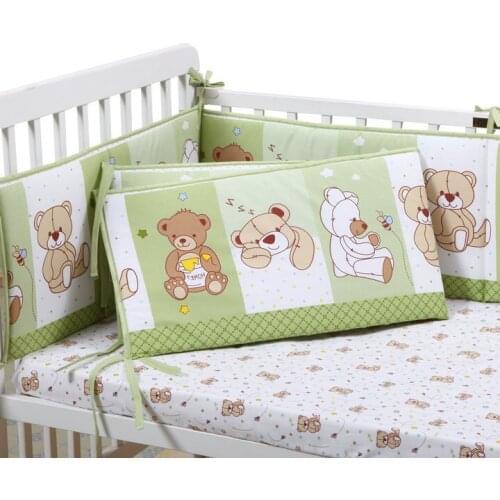 5Pcs Cartoon Cotton baby crib bumper kit Newborn Bed Bumpers pads Fitted Sheet Crib 100% Cotton baby bedding sets neutral gender