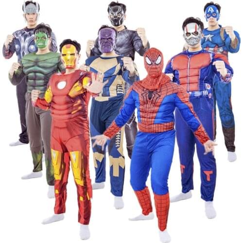 Adult Avengers Costume Spiderman/Hulk/iron Man/Captain America/Black Panther/ Thanos Superhero Cosplay Costume