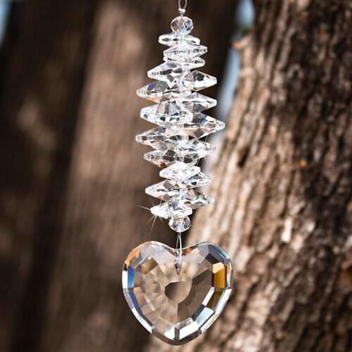 H&D Crystal Suncatcher 40mm Crystal Heart Shape Prism Pendant Hang for Window Rainbow Maker Collection Decor for Outdoor Garden