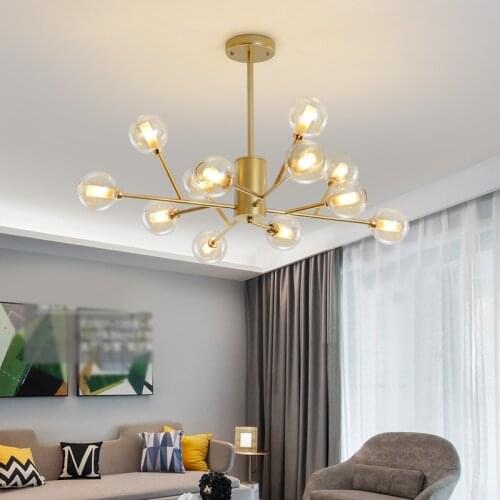 Nordic tree branch chandelier luxury post modern lighting golden living room bedroom dining room G9 magic bean glass chandelier