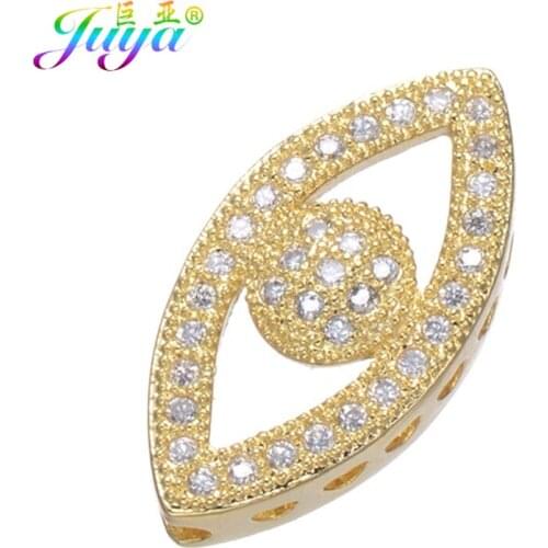 Supplies For Jewelry Beads Gold/Silver Color Evil Eye Connector Charms Accessories For Natural Stones Beads Jewelry DIY Making