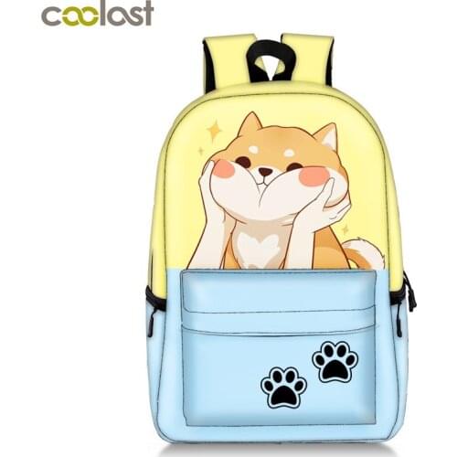 Cute Funny Akita Shiba Inu Dog / Kitten Cat Backpack For Teenage Girl Boy School Bag Women Men Casual Backpack Children Book Bag