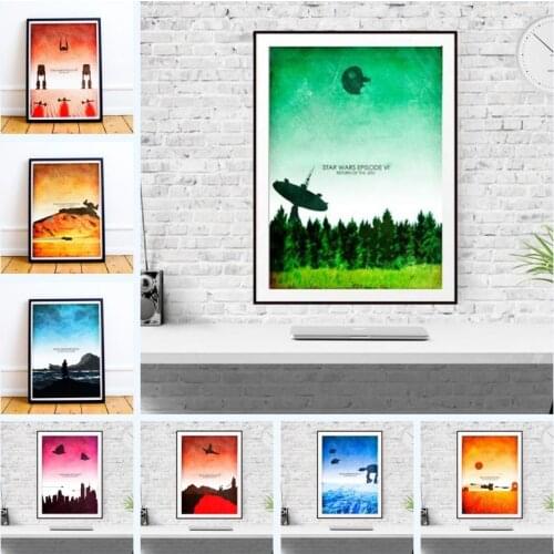 Disney Star Wars Episode I-Episode 9 Minimalist Art Poster and Prints Wall Art Pictures Cuadros for Living Room Decor