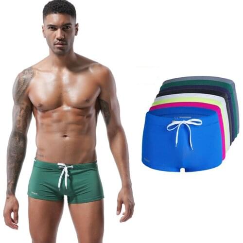 Swimwear Men Swim Shorts Sexy Low Rise Gay Bulge Pouch Nylon Swimsuit Pink Trunks 8color