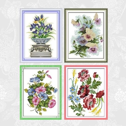 Charming flowers series Needlework Set, Handmade Crafts Home Decor, DMC Counted Cross Stitch kits Print On Canvas 14CT 11CT