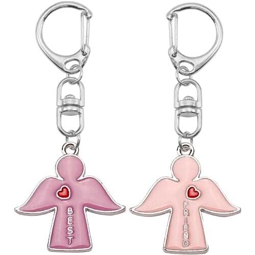 New Men And Women Backpack Accessories Keychain BFF Peach Heart Pendant For Forever Friends Friendship Key Chain Jewelry Gift