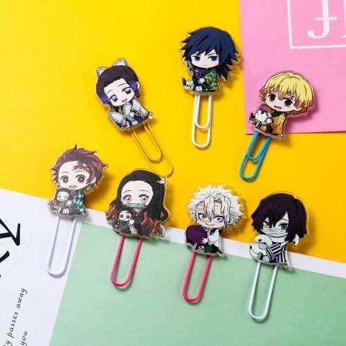 New Demon Slayer Anime Kimetsu No Yaiba Paperclip Pin Kamado Tanjirou Nezuko Cosplay Kawaii Accessories Paperclip File Folder
