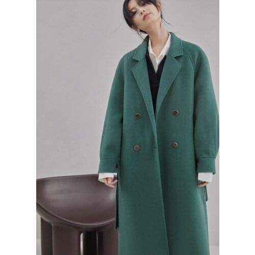 Double-faced woolen coat womens 2021 winter new product long temperament woolen coat