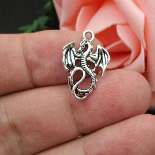 8pcs 15x20mm Dragon Charms Antique Silver Color Tone Pendant Fit Diy Earring Accessories Handmade Bracelet Jewelry Make Supplies