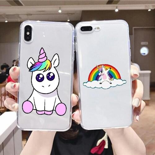 Rainbow Unicorn Cute Cartoon pink Phone Case For Huawei Honor 6 7 8 9 10 10i 20 A C X Lite Pro Play transparent 3D Etui silicone