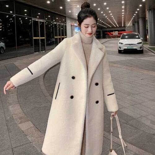 Early spring of 2021 new mid-length mink velvet small fragrant mink coat over the knee casual woolen coat women