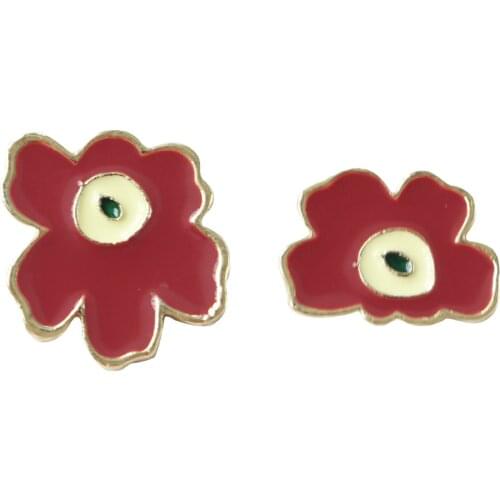 20 PCS Metal Alloy Drops Of Glaze Enamel Flowers Stud Earrings For Women Jewelry Decorations 14x10mm 16x16mm