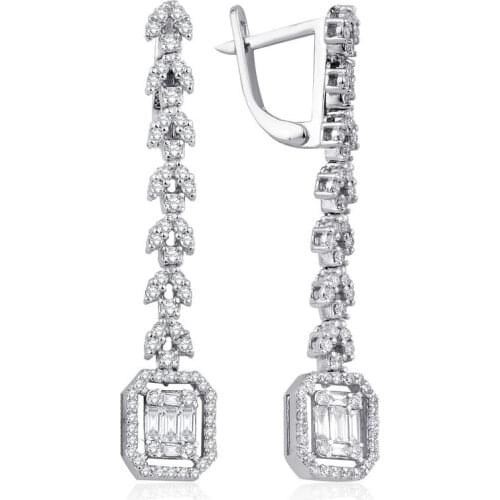 Symbol Gold 1.15 Carat Diamond Baguette Earring Piece Jewelry Rope Chain Charm Earring Jacket Bead Figure For Women