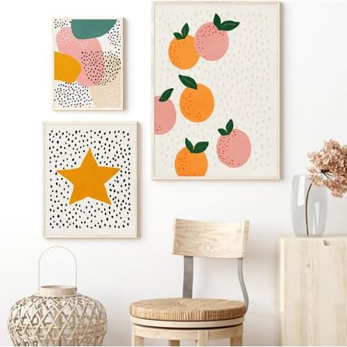 Modern Posters And Prints Color Speck Star Fruit Canvas Painting Wall Art Picture For Nursery Room Kids Room Interior Decor