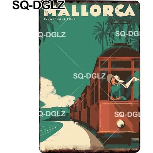[SQ-DGLZ] MALLORCA Metal Sign Bar Wall Decor City Tin Sign Vintage Home Decor Painting Plaques Art Poster