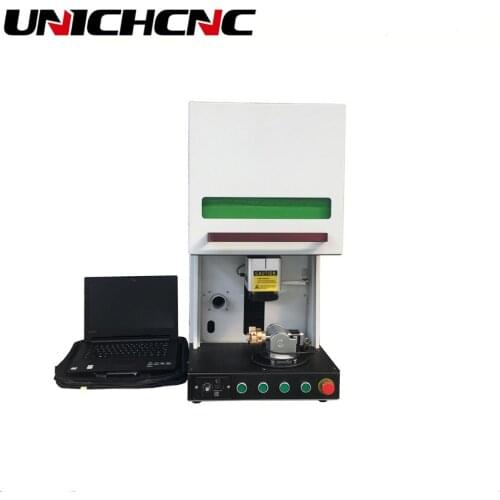 UNICHCNC Fully enclosed 20W 30W 50W fiber laser marking machine/JPT laser fiber color marker 20W