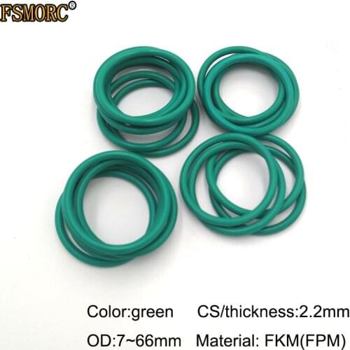 OD7mm~66mm*2.2mm thickness/CS Green FKM o rings Oil resistant acid and alkali resistant sealing Gasket FPM o-ring