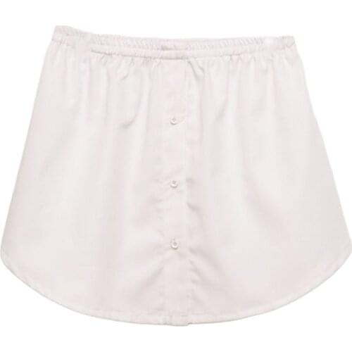 Womens A-Line Flared Curved Fake False Hem Button Down Detachable Waist Skirt