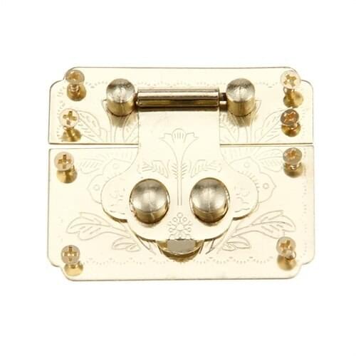 DRELD Gold Box Hasp Lock Catch Latches for Jewelry Box Suitcase Vintage Furniture Clasp Buckle Lock Furniture Hardware 53*45mm