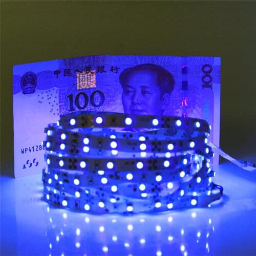 0.5m 1m 2m 3m 4m 5m SMD 2835 UV Flexible LED Strip light 12V 60leds/m 395-405nm Ultraviolet Waterproof non/IP65 LED Diode Tape