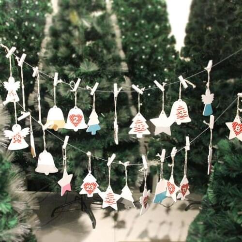 1 Set Christmas Calendar Pendant 24 Digits Countdown Hanging Ornaments Wood Xmas Tree Advent Calendar Labels Decor for Home