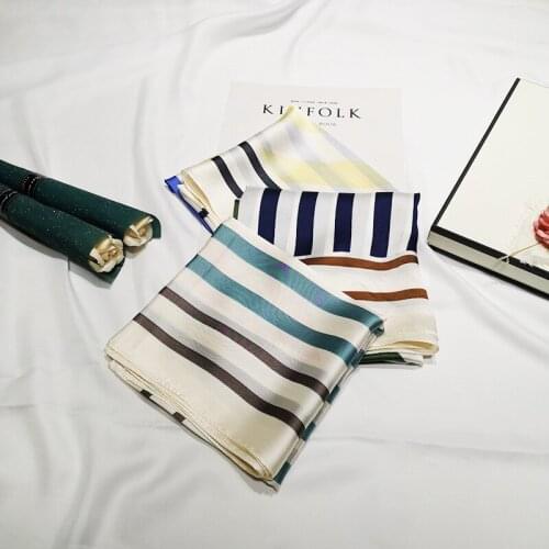 2020 70x70 Ins Stripe Multipurpose women Silk twill scarf Satin square tie Hairband ladies foulard femme towel bufanda shawl
