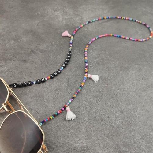2020 Fashion Necklaces Women Tassel Chain For Mask Boho Jewelry Glasses Chains Rainbow Letter Necklace Evil Eye Choker