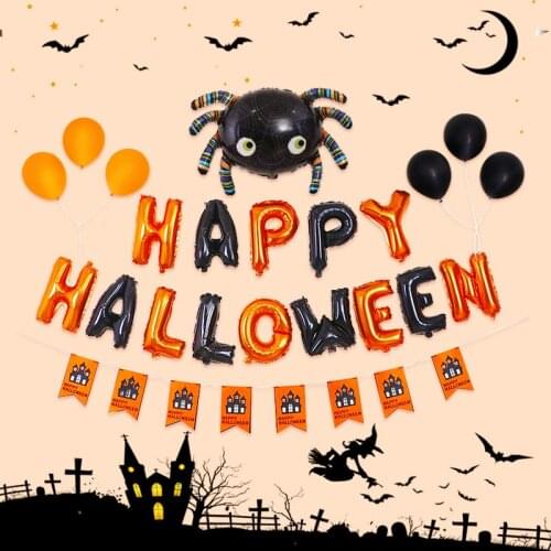 2021 Halloween Balloon Set Aluminum Foil Balloon Banner Garland Arch Kit Halloween Party Decorations Ornament Props Home Decor
