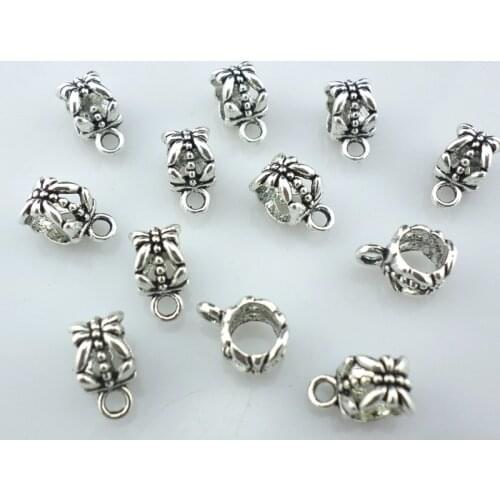 50pcs Tibetan Silver Charms Bails Spacer Beads Connectors Pendants 6x8x11mm Jewelry Findings