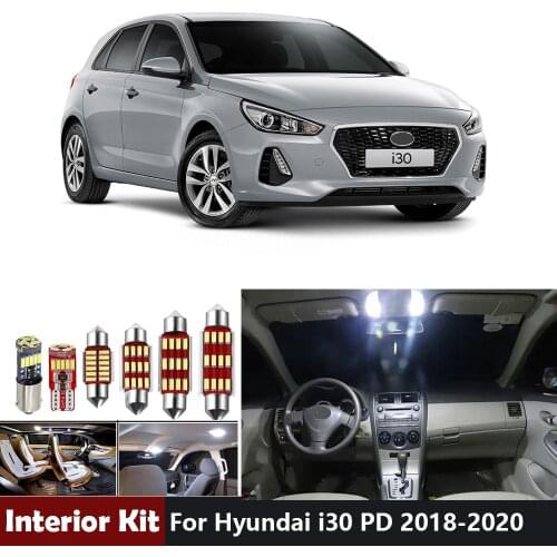 8Pcs White Canbus Car Led Bulbs for 2018 2019 2020 Hyunda i30 PD Interior Light Kit Dome Trunk License Plate Lamp