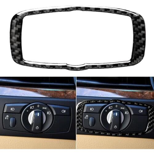 80% HOT SALES！！！Carbon Fiber Headlight Switch Frame Trim Sticker for BMW X5 E70 X6 E71 X5 E60