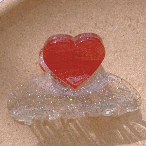 Acrylic Heart Hair Claw Clips Korean Vintage Ins Geometric Small Size Colorful Clamps Grab Crabs Women Hair Accessories