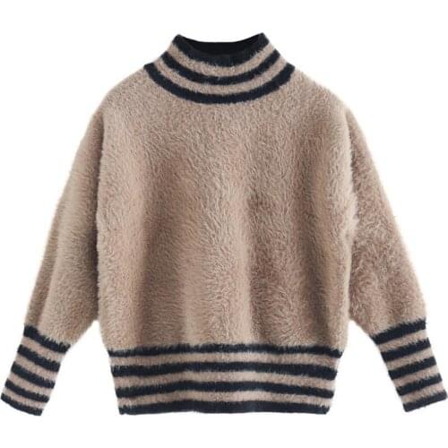 DFXD Children Clothes Teen Girl Sweater Winter New Engalnd Style Long Sleeve Striped Spliced Cardigan Pullover Sweater 3-14Years