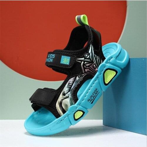 Childrens sandals 2021 summer new fashion boys cartoon handsome casual sandals girls soft soled antiskid beach shoes